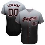 Custom Name and Number Personalized Gray and Black Medium Pink Fade Fashion Baseball Jersey - Authentic Team Apparel Personalized