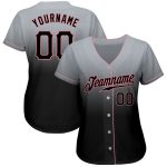 Custom Name and Number Personalized Gray and Black Medium Pink Fade Fashion Baseball Jersey - Authentic Team Apparel Personalized