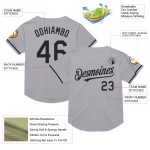 Custom Name and Number Authentic Baseball Jersey - Personalized Gray Black Mesh Throwback Team Jersey Personalized Gray Black