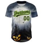 Custom Name & Number Halloween Baseball Jersey - Personalized 3D Pattern Gray Black Neon Green Design Personalized Gray Black-Neon