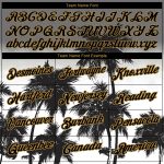 Personalized Tropical Hawaii Palms Trees Performance T-Shirt - Gray Black Gold 3D Design with Custom Name and Number Personalized