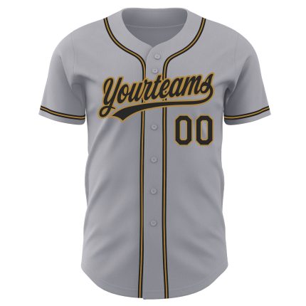 Custom Gray Black Gold Authentic Baseball Jersey for Men and Women Personalized Gray Black-Old Gold Authentic Baseball Jersey