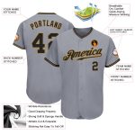 Custom Name and Number Baseball Jersey - Personalized Gray Black and Old Gold Authentic Team Apparel Personalized Gray Black-Old
