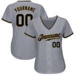 Custom Name and Number Baseball Jersey - Personalized Gray Black and Old Gold Authentic Team Apparel Personalized Gray Black-Old