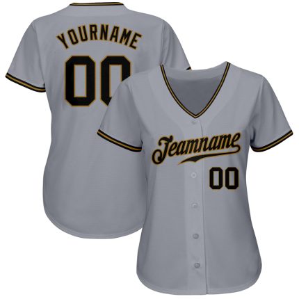 Custom Name and Number Baseball Jersey - Personalized Gray Black and Old Gold Authentic Team Apparel Personalized Gray Black-Old