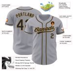 Custom Gray Black Gold Authentic Baseball Jersey for Men and Women Personalized Gray Black-Old Gold Authentic Baseball Jersey
