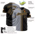 Custom Name and Number Baseball Jersey - Personalized Gradient Gray and Black with Old Gold Highlights Personalized Gray