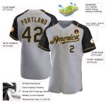 Custom Name Number Baseball Jersey Gray Black Old Gold Raglan Sleeves Personalized Team Apparel Personalized Gray Black-Old