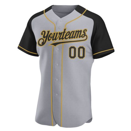 Custom Name Number Baseball Jersey Gray Black Old Gold Raglan Sleeves Personalized Team Apparel Personalized Gray Black-Old