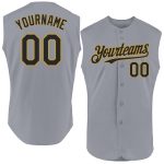 Personalized Gray Black Gold Sleeveless Baseball Jersey - Authentic Design Personalized Gray Black-Old Gold Authentic Sleeveless