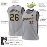 Personalized Authentic Throwback Basketball Jersey - Gray Black Old Gold Design Personalized Gray Black-Old Gold Authentic