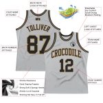 Custom Name and Number Personalized Authentic Basketball Jersey - Gray Black Old Gold Throwback Personalized Gray Black-Old