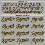 Personalized Two Tone Gray Black Old Gold Varsity Letterman Bomber Jacket Full-Snap Personalized Gray Black-Old Gold Bomber