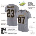 Custom Name Number Authentic Football Jersey Personalized Gray Black Old Gold Mesh Personalized Gray Black-Old Gold Mesh