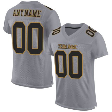 Custom Name Number Authentic Football Jersey Personalized Gray Black Old Gold Mesh Personalized Gray Black-Old Gold Mesh