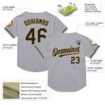 Customizable Throwback Baseball Jersey - Personalized Gray Black Old Gold Mesh with Team Name & Number Personalized Gray