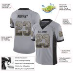 Custom Team Football Jersey with Personalized Name and Number - Gray Black Old Gold Mesh Drift Design Personalized Gray Black-Old