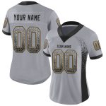 Custom Team Football Jersey with Personalized Name and Number - Gray Black Old Gold Mesh Drift Design Personalized Gray Black-Old