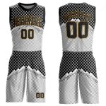 Custom Name and Number Basketball Jersey for Team - Personalized Gray Black and Old Gold Round Neck Sublimation Suit Personalized