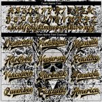 Custom Personalized Skull Varsity Letterman Jacket With Feather, Gray Black & Old Gold 3D Bomber - Team Name & Number Personalized