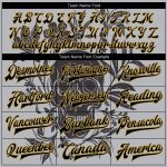 Custom Name Number 3D Skull Flowers Gray Black Old Gold Bomber Varsity Letterman Two Tone Jacket Personalized Gray Black-Old