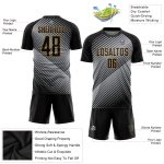 Custom Name and Number Soccer Jersey - Personalized Gray Black Old Gold Sublimation Team Uniform Personalized Gray Black-Old