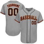 Personalized Authentic Baseball Jersey - Gray Black Orange Team Apparel Personalized Gray Black-Orange Authentic Baseball