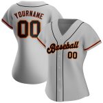 Custom Name and Number Personalized Baseball Jersey - Gray Black-Orange Authentic Team Jersey Personalized Gray Black-Orange
