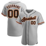 Custom Name and Number Personalized Baseball Jersey - Gray Black-Orange Authentic Team Jersey Personalized Gray Black-Orange