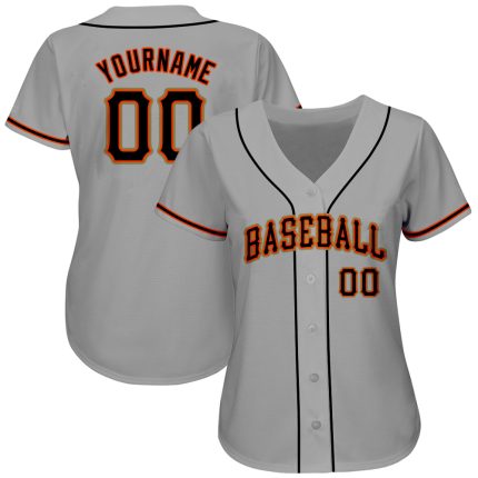 Personalized Authentic Baseball Jersey - Gray Black Orange Team Apparel Personalized Gray Black-Orange Authentic Baseball