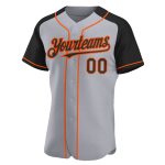 Custom Name and Number Personalized Gray Black-Orange Baseball Jersey Authentic Raglan Sleeves Personalized Gray Black-Orange