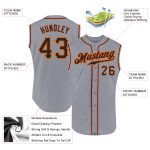 Custom Personalized Baseball Jersey - Gray Black-Orange Sleeveless with Team Name and Number Personalized Gray Black-Orange