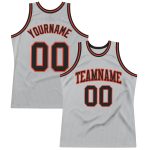 Custom Personalized Basketball Jersey - Gray Black-Orange with Team Name and Number Personalized Gray Black-Orange Authentic