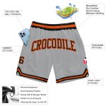 Custom Name Number Basketball Shorts - Personalized Gray Black-Orange Authentic Throwback Team Apparel Personalized Gray