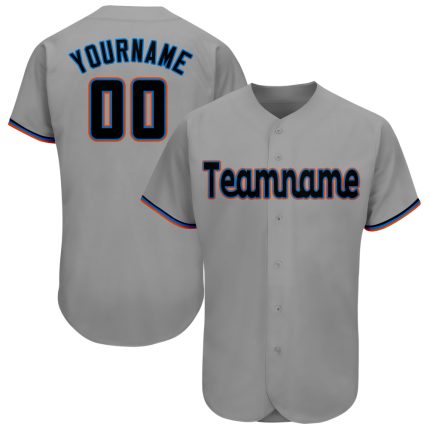 Custom Gray Black and Orange Baseball Jersey - Personalized Sports Apparel Personalized Gray Black-Orange Baseball Jersey