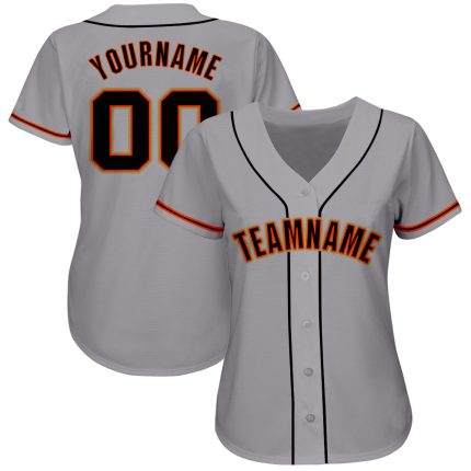 Custom Baseball Jersey with Personalized Name & Number in Gray, Black, and Orange Colors Personalized Gray Black-Orange Baseball
