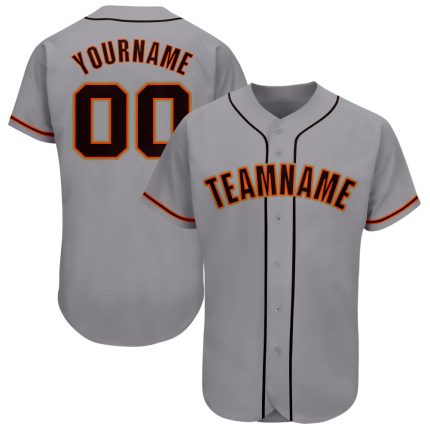 Custom Baseball Jersey with Personalized Name & Number in Gray, Black, and Orange Colors Personalized Gray Black-Orange Baseball
