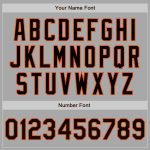 Personalized Black Orange Gray Bomber Jacket Full-Snap Varsity Letterman Two Tone Personalized Gray Black-Orange Bomber Full-Snap