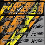 Custom Team Name and Number Varsity Jacket 3D Pattern Gray Black Orange Gold Full-Snap Bomber Jacket Personalized Gray Black
