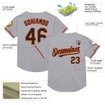 Customizable Gray Black-Orange Mesh Baseball Jersey with Personalized Name and Number - Authentic Throwback Style Personalized