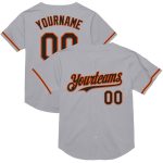 Customizable Gray Black-Orange Mesh Baseball Jersey with Personalized Name and Number - Authentic Throwback Style Personalized