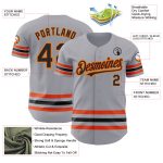 Customizable Gray Black Orange Gold Line Baseball Jersey with Personalized Name and Number Personalized Gray Black Orange-Old