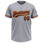 Custom Name Number Unisex Softball Jersey Gray Black Orange Old Gold Two-Button Design Personalized Gray Black Orange-Old
