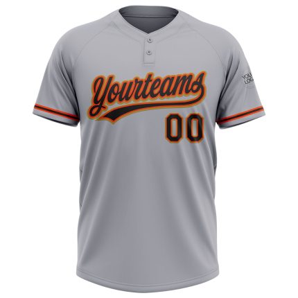 Custom Name Number Unisex Softball Jersey Gray Black Orange Old Gold Two-Button Design Personalized Gray Black Orange-Old