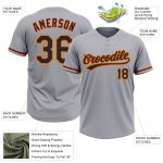 Custom Name Number Unisex Softball Jersey Gray Black Orange Old Gold Two-Button Design Personalized Gray Black Orange-Old
