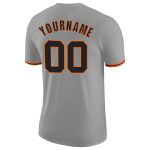 Custom Team Name and Number Gray Black-Orange Performance T-Shirt - Personalized Sportswear Personalized Gray Black-Orange