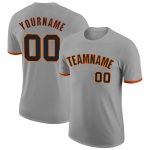 Custom Team Name and Number Gray Black-Orange Performance T-Shirt - Personalized Sportswear Personalized Gray Black-Orange