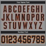 Custom Team Name and Number Gray Black-Orange Performance T-Shirt - Personalized Sportswear Personalized Gray Black-Orange
