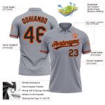 Custom Team Name Number Gray Black-Orange Performance Vapor Golf Polo Shirt Personalized Gray Black-Orange Performance Vapor