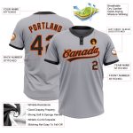 Custom Name and Number Gray Black-Orange Unisex Softball Jersey - Personalized Two-Button Team Apparel Personalized Gray